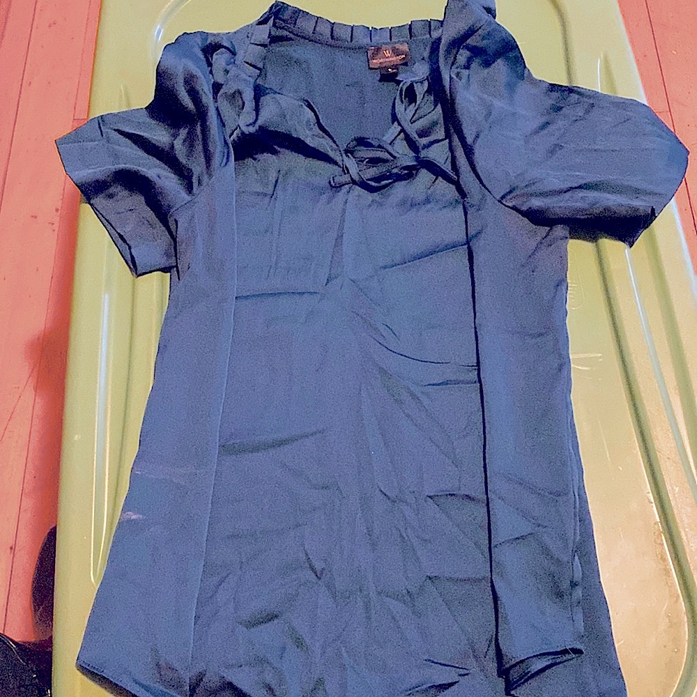 LARGE, Hunter Green Blouse with a Silk Feel